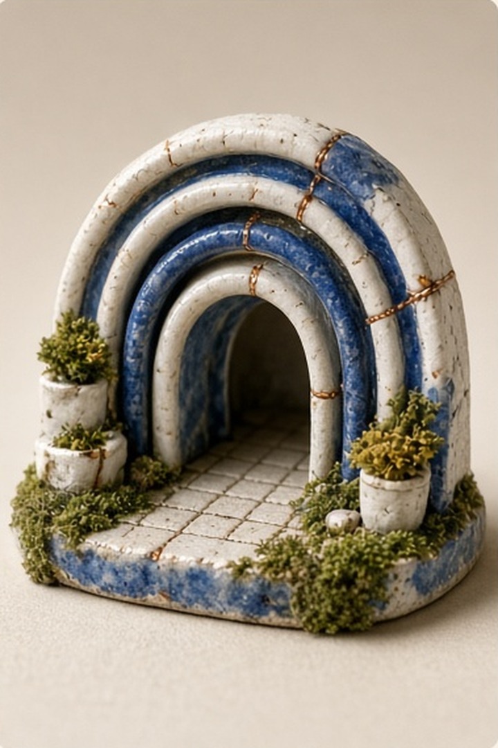 A ceramic atrium made from nested protective arches