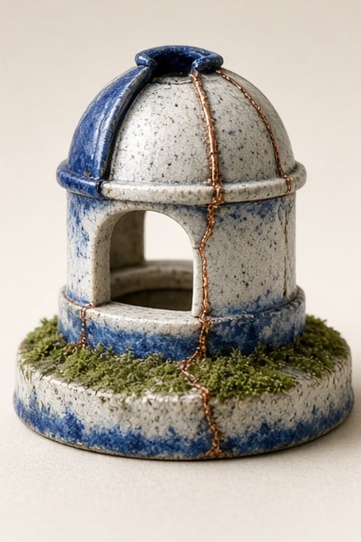 An empty ceramic observatory symbolizing no account or tracking